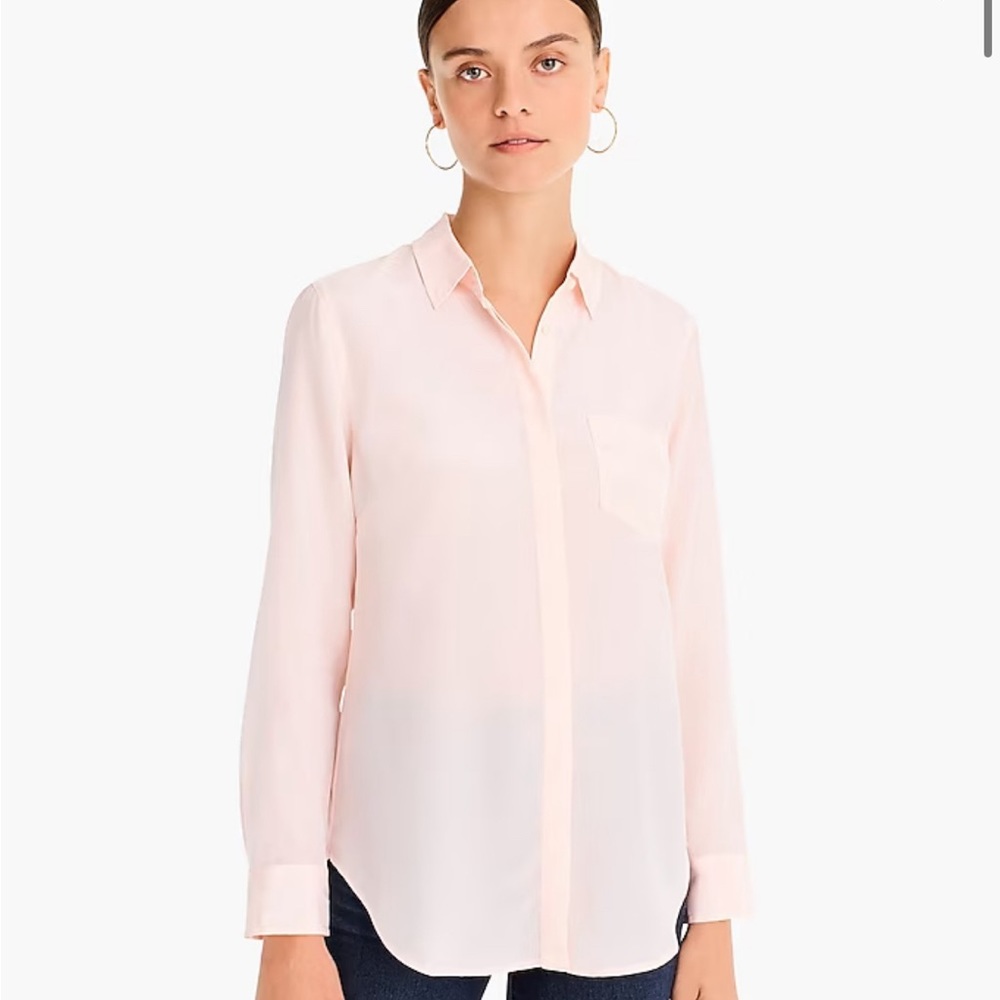 NWT J. Crew Silk Long Sleeve Button Up - 4P, Ivory
